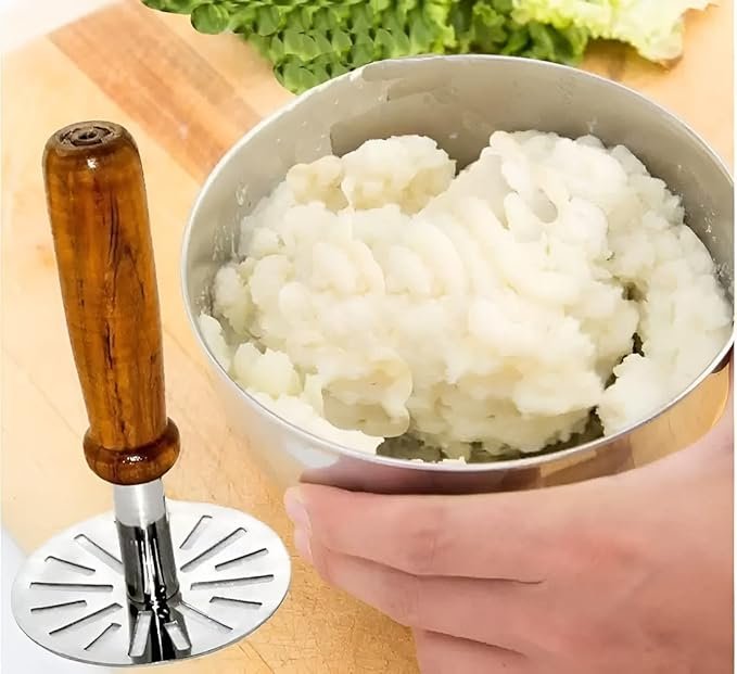 Wooden Masher - Premium Quality Potato Masher for Smooth and Creamy Results