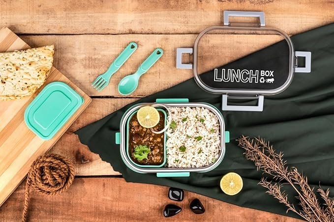 Compartment Stainless Steel Lunch Box - Durable, Leak-Proof, 2-Section Food Storage Container for Meal Prep, Work, School, and Travel