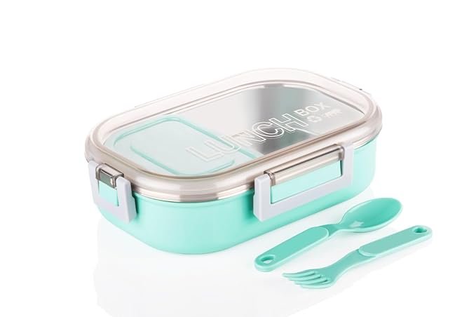 Compartment Stainless Steel Lunch Box - Durable, Leak-Proof, 2-Section Food Storage Container for Meal Prep, Work, School, and Travel