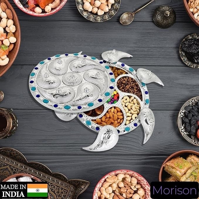 Silver Round Dryfruit Box - Elegant Airtight Container for Nuts, Dried Fruits, and Snacks