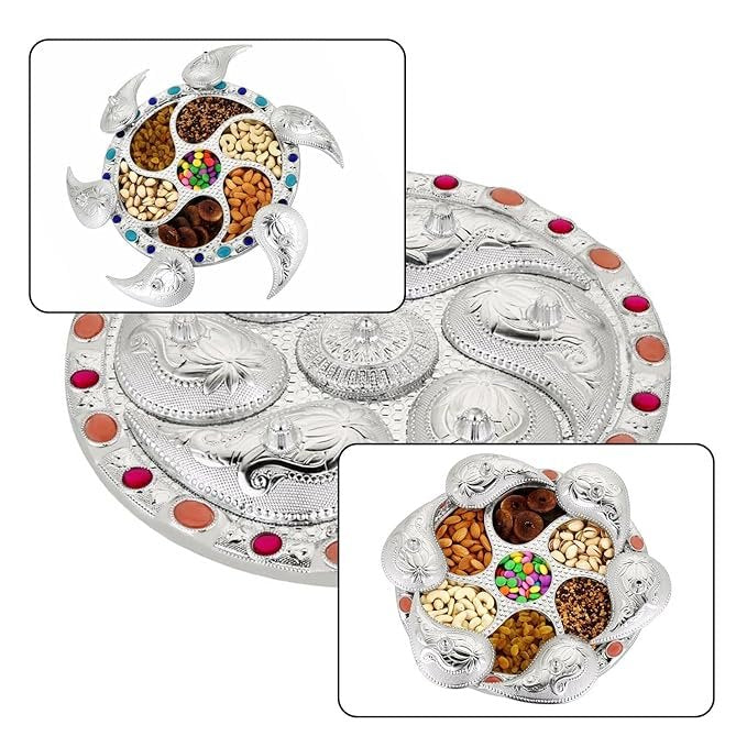 Silver Round Dryfruit Box - Elegant Airtight Container for Nuts, Dried Fruits, and Snacks