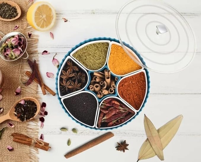 Revolving Masala Box - Spice Organizer with 12 Containers for Easy Access and Freshness