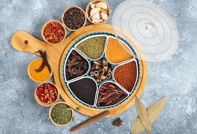 Revolving Masala Box - Spice Organizer with 12 Containers for Easy Access and Freshness