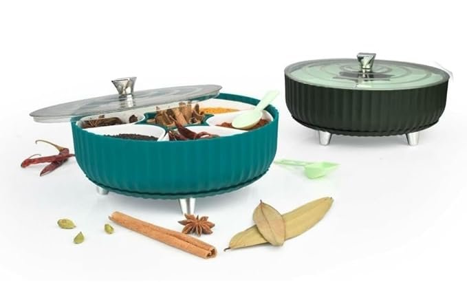 Revolving Masala Box - Spice Organizer with 12 Containers for Easy Access and Freshness