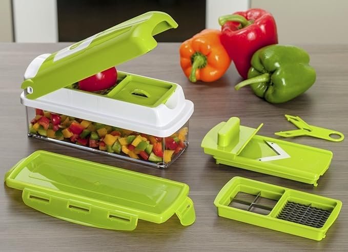 12-in-1 Nicer Dicer – All-in-One Vegetable and Fruit Slicer, Chopper, and Grater Set with Multiple Blades for Easy Meal Prep, BPA-Free