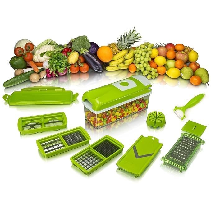 12-in-1 Nicer Dicer – All-in-One Vegetable and Fruit Slicer, Chopper, and Grater Set with Multiple Blades for Easy Meal Prep, BPA-Free
