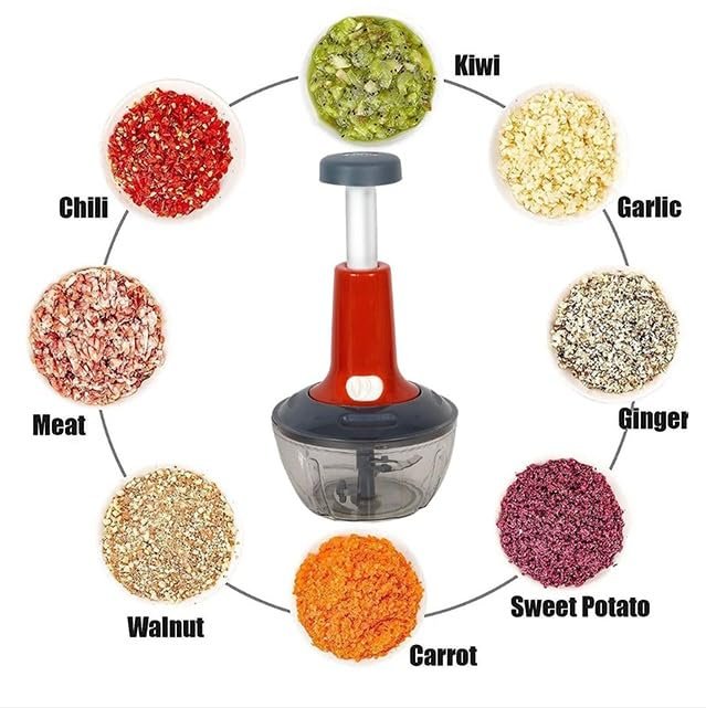 Premium Push Chopper 650ml – Efficient Vegetable & Fruit Cutter with Sharp Stainless Steel Blades, BPA-Free