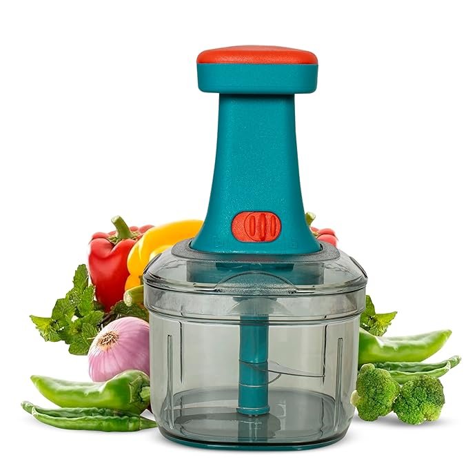 Premium Push Chopper 1100ml – Large Capacity Vegetable & Fruit Chopper with Sharp Stainless Steel Blades, BPA-Free, Easy to Use & Clean