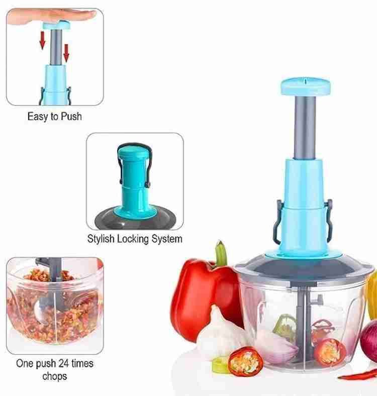 Extra-Large Push Chopper 1100ml – High-Capacity Manual Vegetable & Fruit Chopper with Ultra-Sharp Stainless Steel Blades