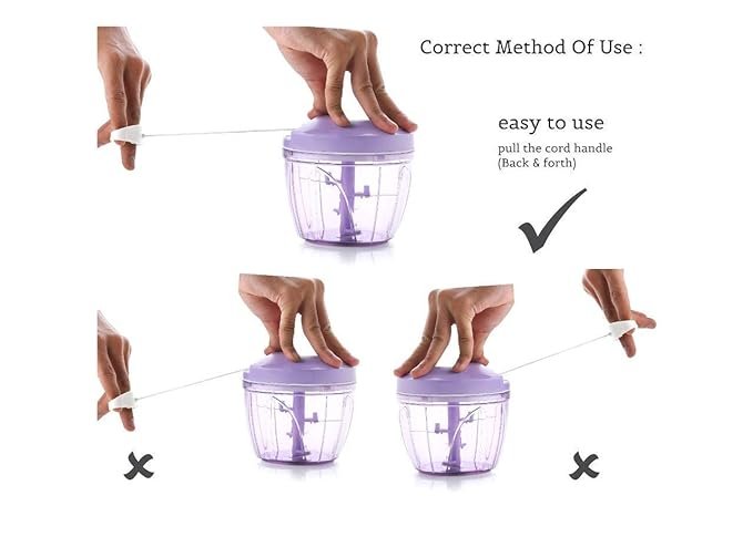 Handy Chopper 550ml – Portable Manual Vegetable & Fruit Chopper with Sharp Stainless Steel Blades, BPA-Free, Easy to Use & Clean