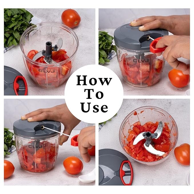 Handy Chopper 550ml – Portable Manual Vegetable & Fruit Chopper with Sharp Stainless Steel Blades, BPA-Free, Easy to Use & Clean