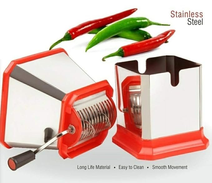 Stainless Steel Chilly Cutter – Rust-Proof Manual Chilli and Vegetable Slicer with Sharp Blades, Durable & Easy to Clean