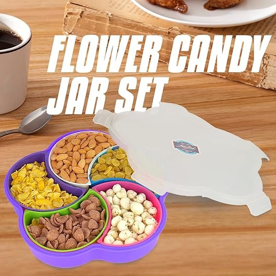 Flower Dry Fruit Box – Elegant Decorative Container for Nuts and Dry Fruits with Divided Sections, Perfect for Gifting or Home Storage