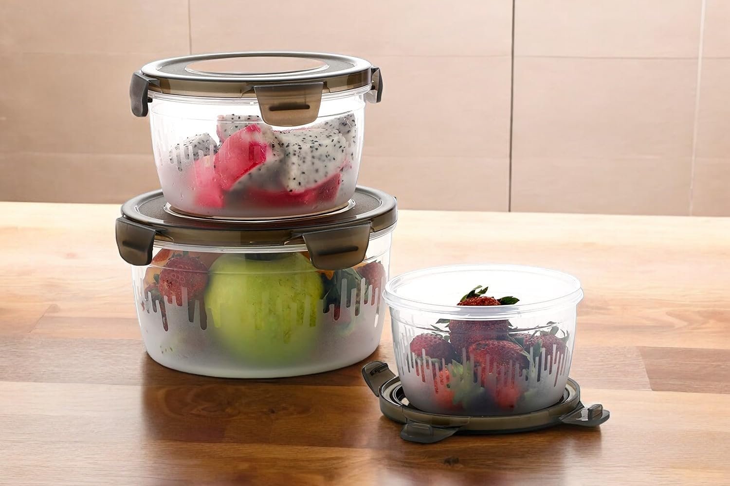 Round Container 3-Piece Set – Airtight & Leak-Proof Food Storage Containers, BPA-Free, Microwave & Freezer Safe, Ideal for Meal Prep and Kitchen Organization
