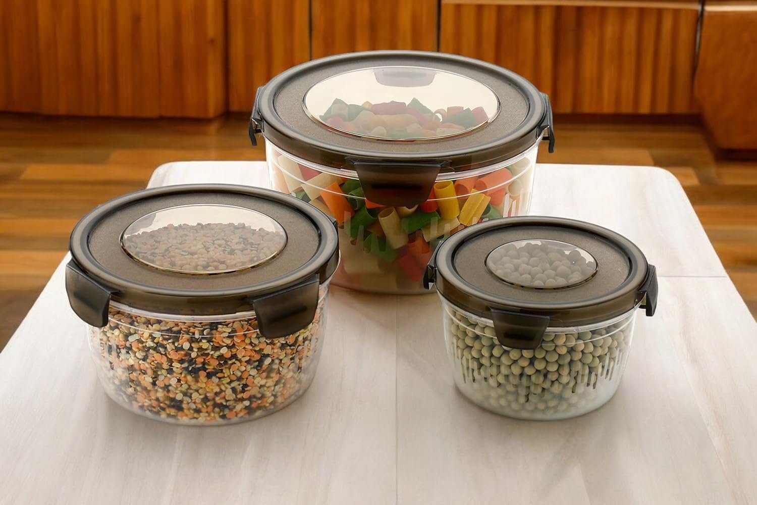 Round Container 3-Piece Set – Airtight & Leak-Proof Food Storage Containers, BPA-Free, Microwave & Freezer Safe, Ideal for Meal Prep and Kitchen Organization