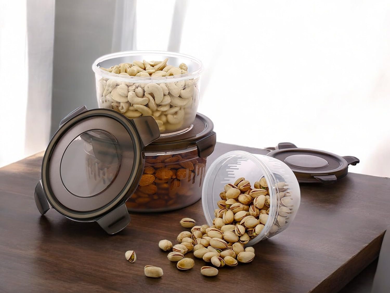 Round Container 3-Piece Set – Airtight & Leak-Proof Food Storage Containers, BPA-Free, Microwave & Freezer Safe, Ideal for Meal Prep and Kitchen Organization