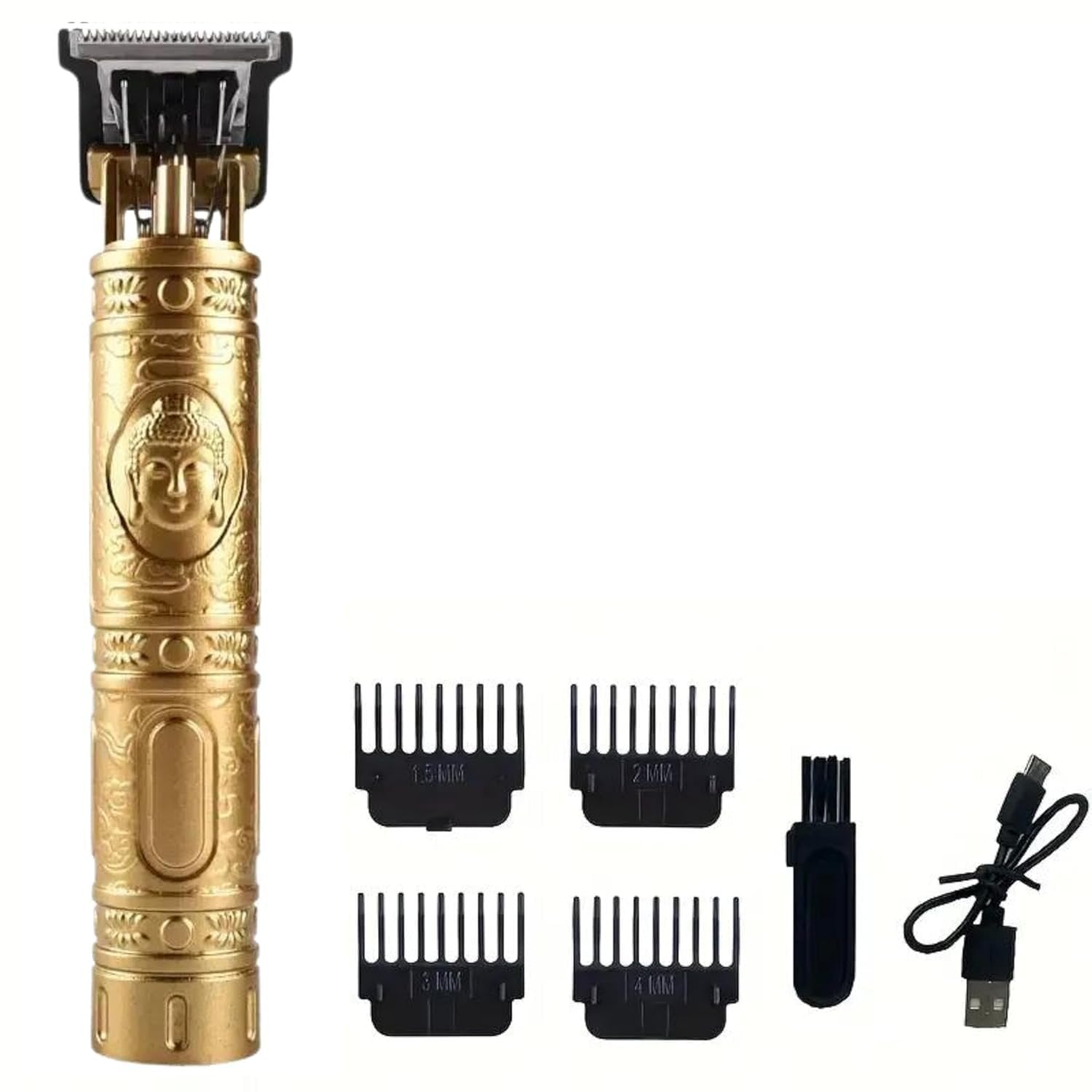 Men's Plastic Body Hair Trimmer – Professional Hair Clipper & Electric Shaving Machine for Dry Shaving, Beard & Hair Trimming with 4 Adjustable Blades, Oil, and Cleaning Brush