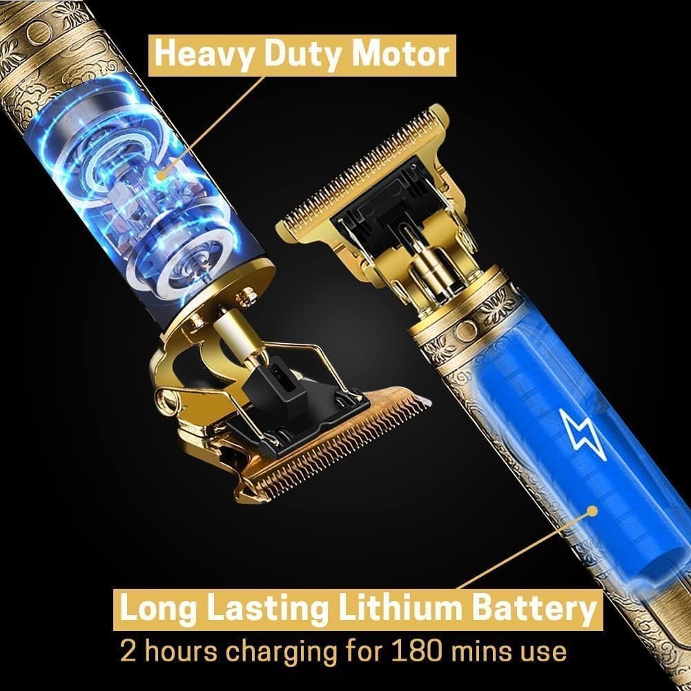 Men's Plastic Body Hair Trimmer – Professional Hair Clipper & Electric Shaving Machine for Dry Shaving, Beard & Hair Trimming with 4 Adjustable Blades, Oil, and Cleaning Brush