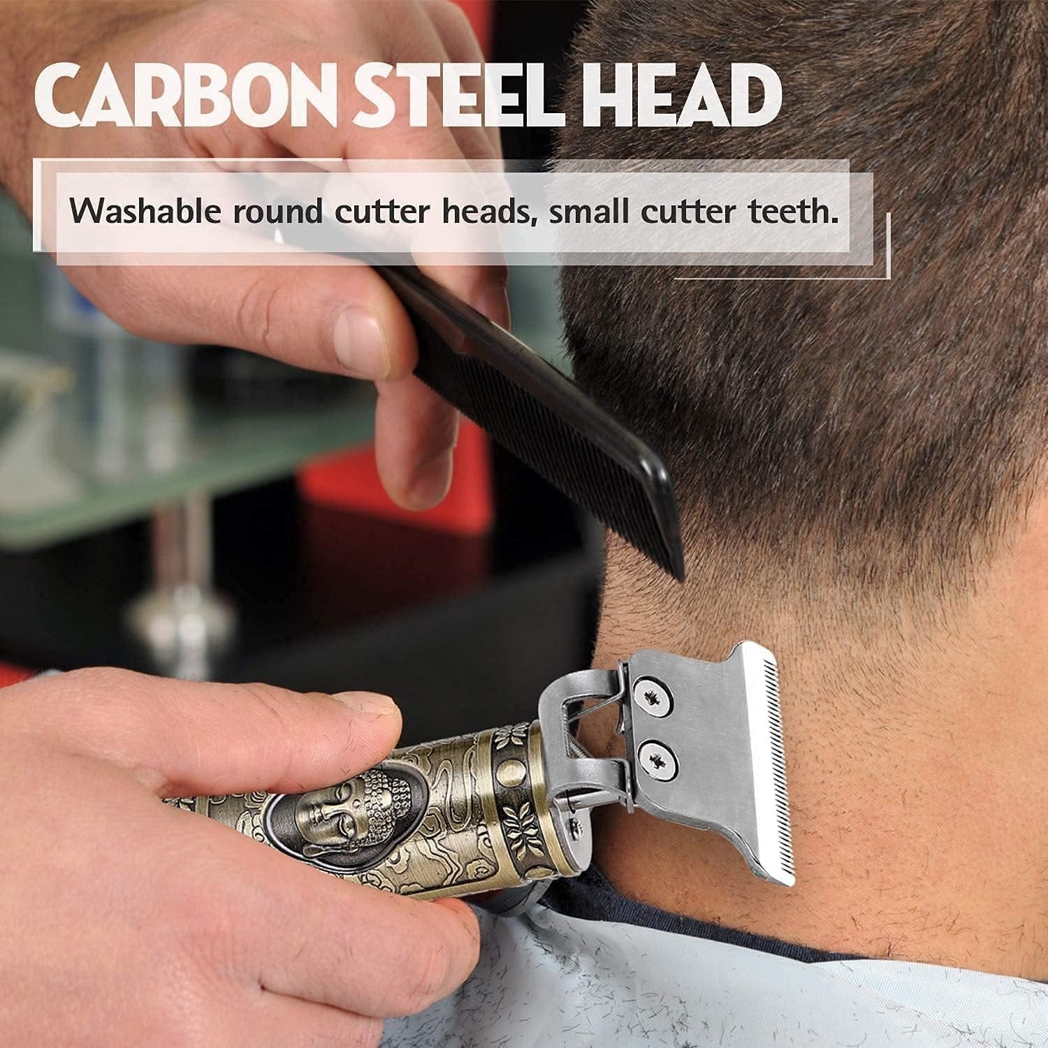 Men's Plastic Body Hair Trimmer – Professional Hair Clipper & Electric Shaving Machine for Dry Shaving, Beard & Hair Trimming with 4 Adjustable Blades, Oil, and Cleaning Brush