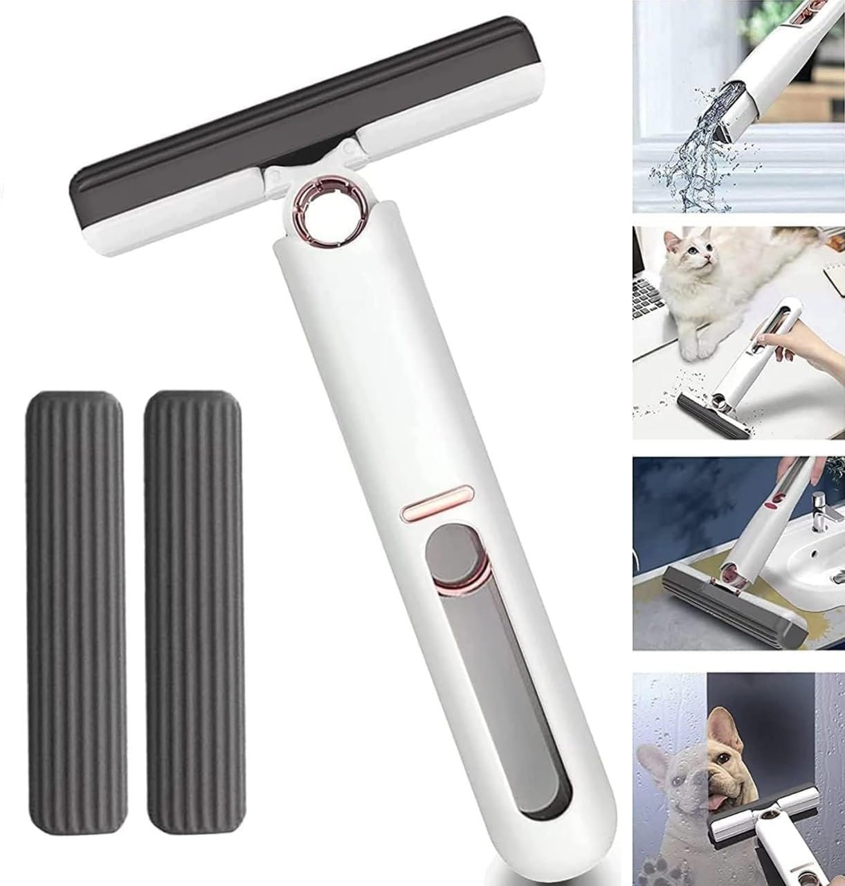 Mini Mop for Kitchen with Sponge Portable Mini Mop Self Squeeze Strong Absorbent Magic Wiper for Kitchen Small Wet & Dry Use for Bathroom Wall Glass Car Table Home Mini MOP Random