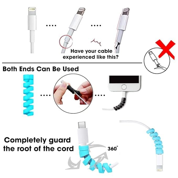 Cable Protector – Durable Silicone Cable Sleeve for Charging Cords, Headphone Wires & USB Cables – Prevents Fraying & Damage, Flexible and Easy to Use, Pack of 4