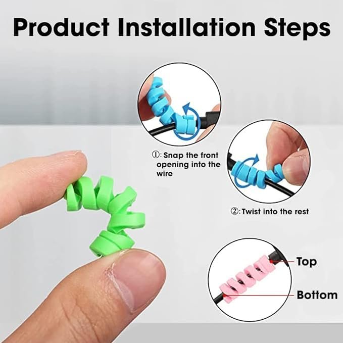 Cable Protector – Durable Silicone Cable Sleeve for Charging Cords, Headphone Wires & USB Cables – Prevents Fraying & Damage, Flexible and Easy to Use, Pack of 4