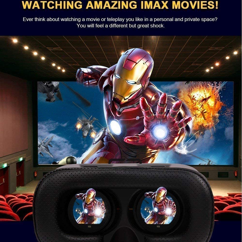 3D VR Box Virtual Reality Glasses for iPhone &amp; Android, Adjustable Headset with HD Lens, Immersive VR Experience, Compatible with 4-6.5 inch Smartphones