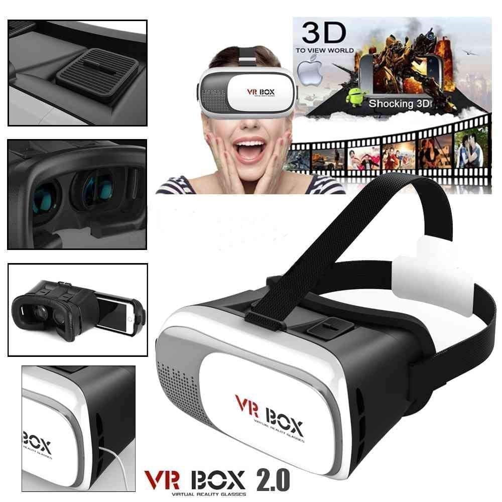3D VR Box Virtual Reality Glasses for iPhone &amp; Android, Adjustable Headset with HD Lens, Immersive VR Experience, Compatible with 4-6.5 inch Smartphones