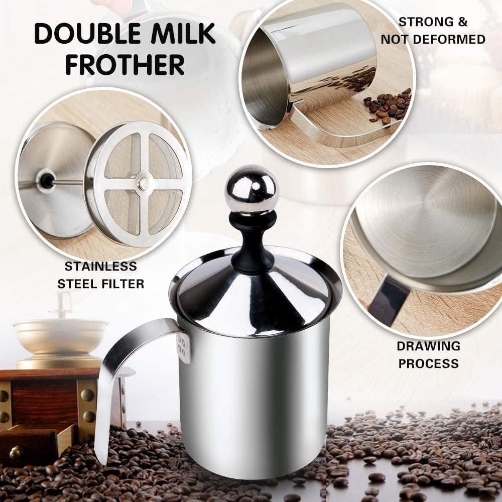 Milk Frother - 400 ML, Electric Foam Maker, Stainless Steel, Handheld, Froths Milk for Coffee, Latte, Cappuccino, Hot and Cold Milk, Easy to Clean
