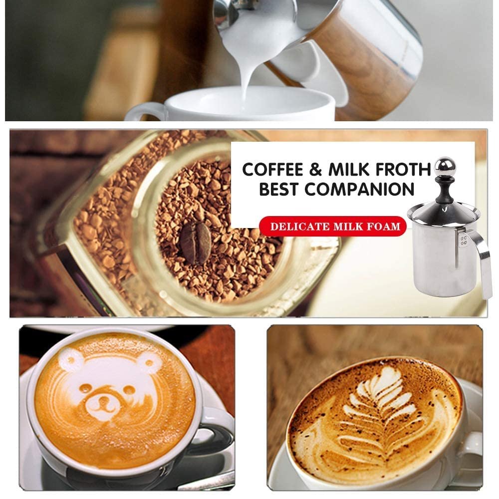 Milk Frother - 400 ML, Electric Foam Maker, Stainless Steel, Handheld, Froths Milk for Coffee, Latte, Cappuccino, Hot and Cold Milk, Easy to Clean