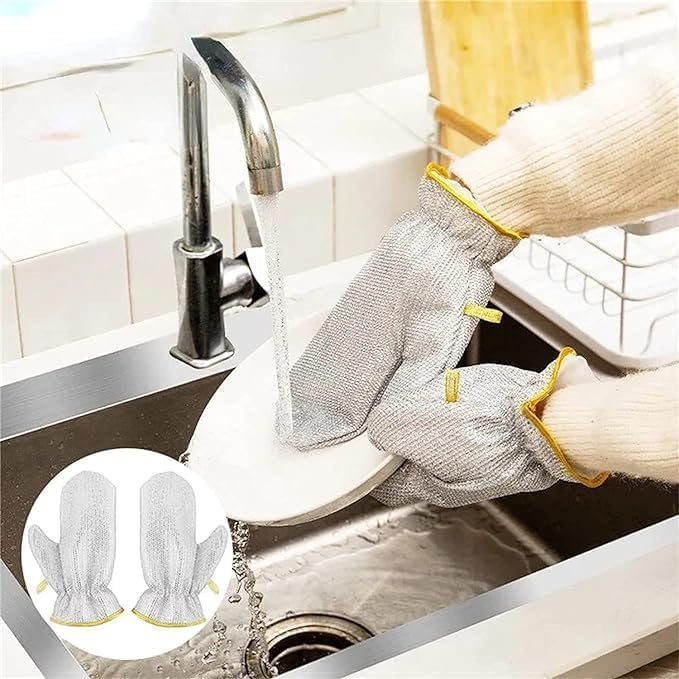 Wire Dish Washing Gloves - Durable, Non-Slip, Heavy Duty Gloves for Scrubbing Dishes, Kitchen Cleaning, and Household Use
