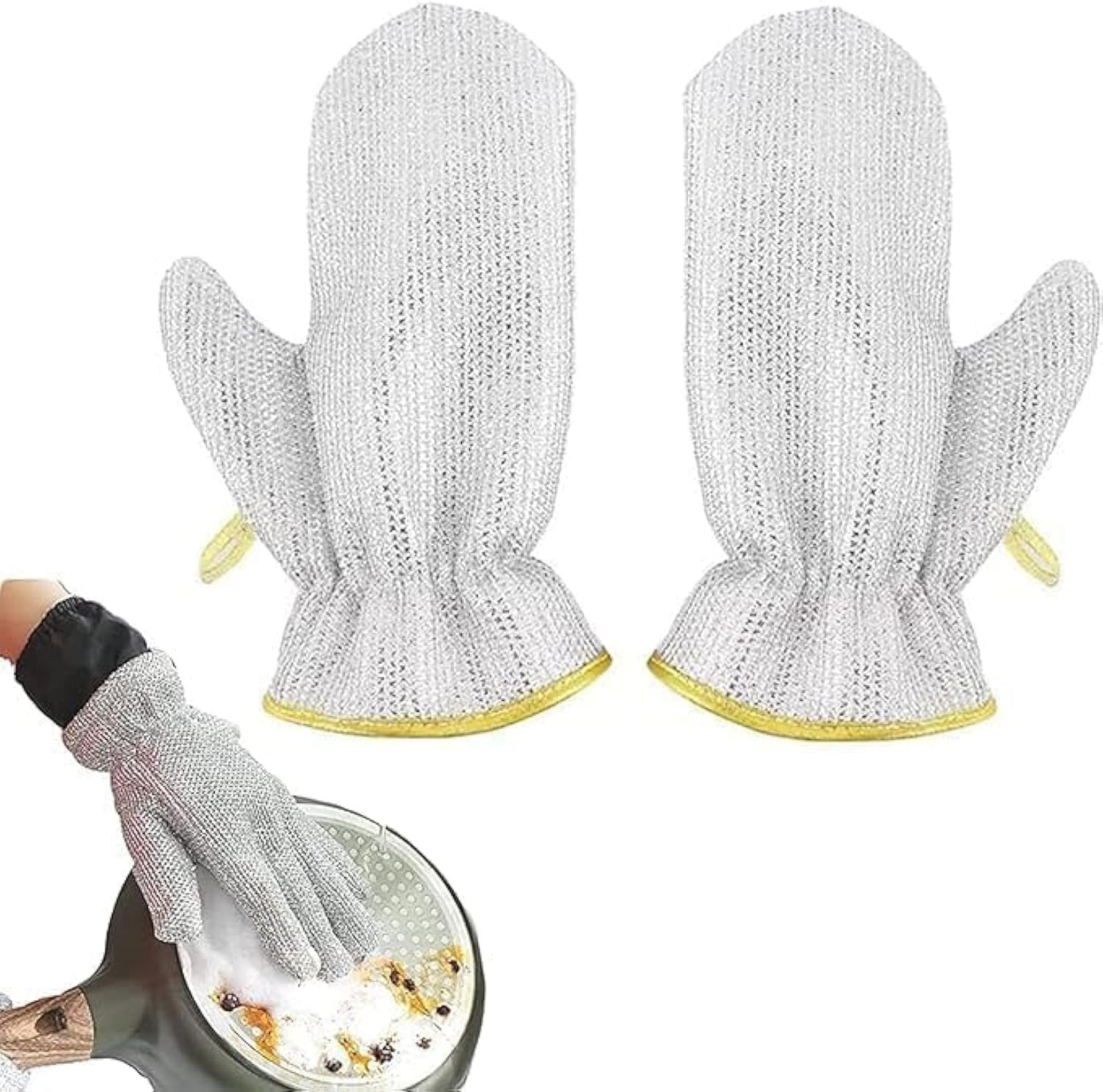 Wire Dish Washing Gloves - Durable, Non-Slip, Heavy Duty Gloves for Scrubbing Dishes, Kitchen Cleaning, and Household Use