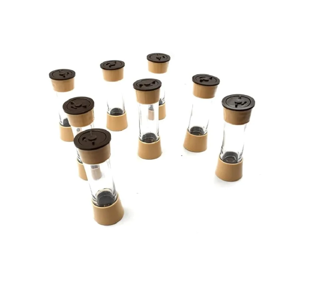 16 PCS Spice Rack Set - Brown Wooden Spice Organizer with Jars, Lids & Labels | Perfect for Kitchen Storage & Organization