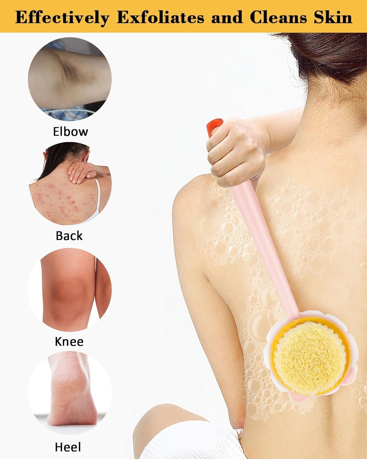 2-in-1 Bath Body Brush – Dual-Sided Exfoliating & Massaging Brush for Smooth Skin, Back Scrubber, Shower Brush for Deep Cleaning and Relaxation