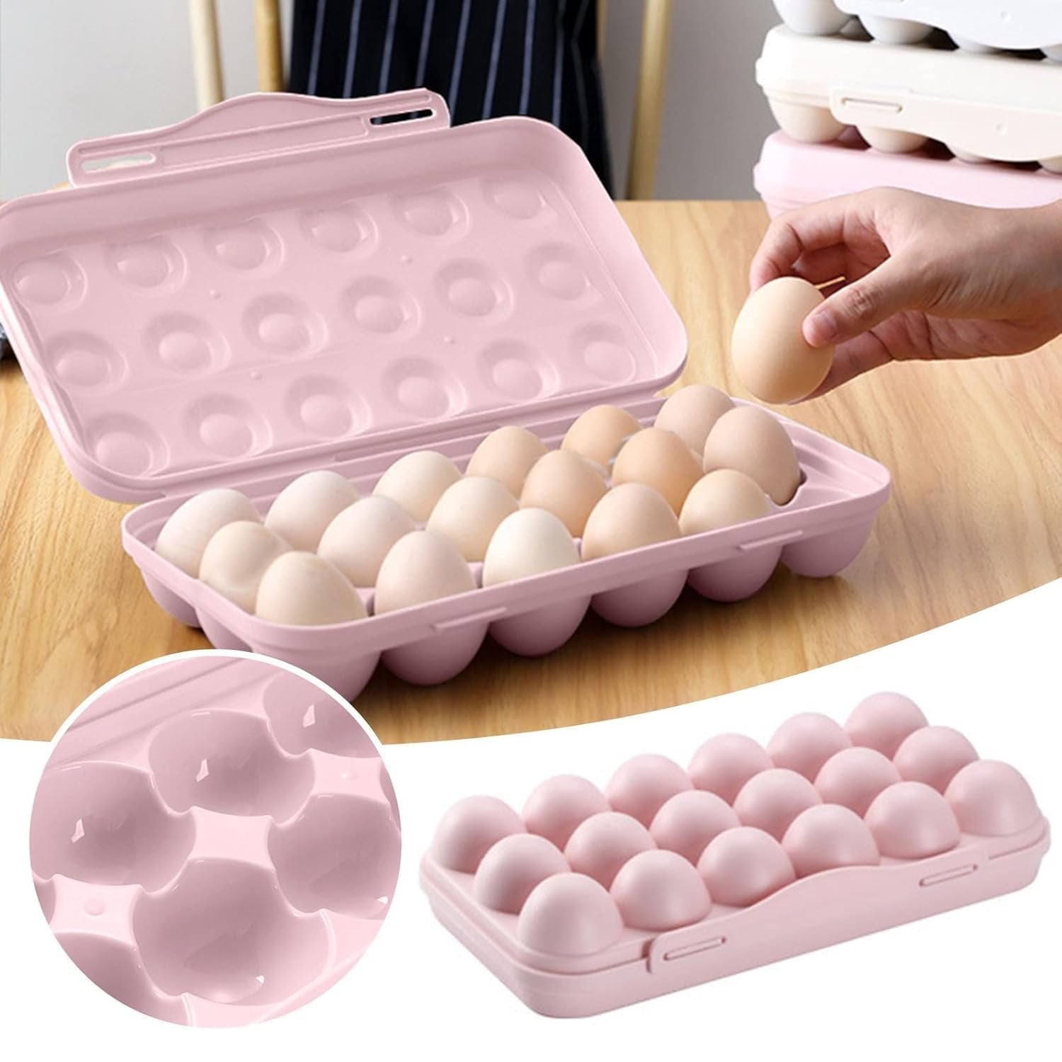 18 Grid Egg Storage Box - Transparent Plastic Organizer for Refrigerator, Kitchen Storage | Space-Saving, Durable, Stackable Design