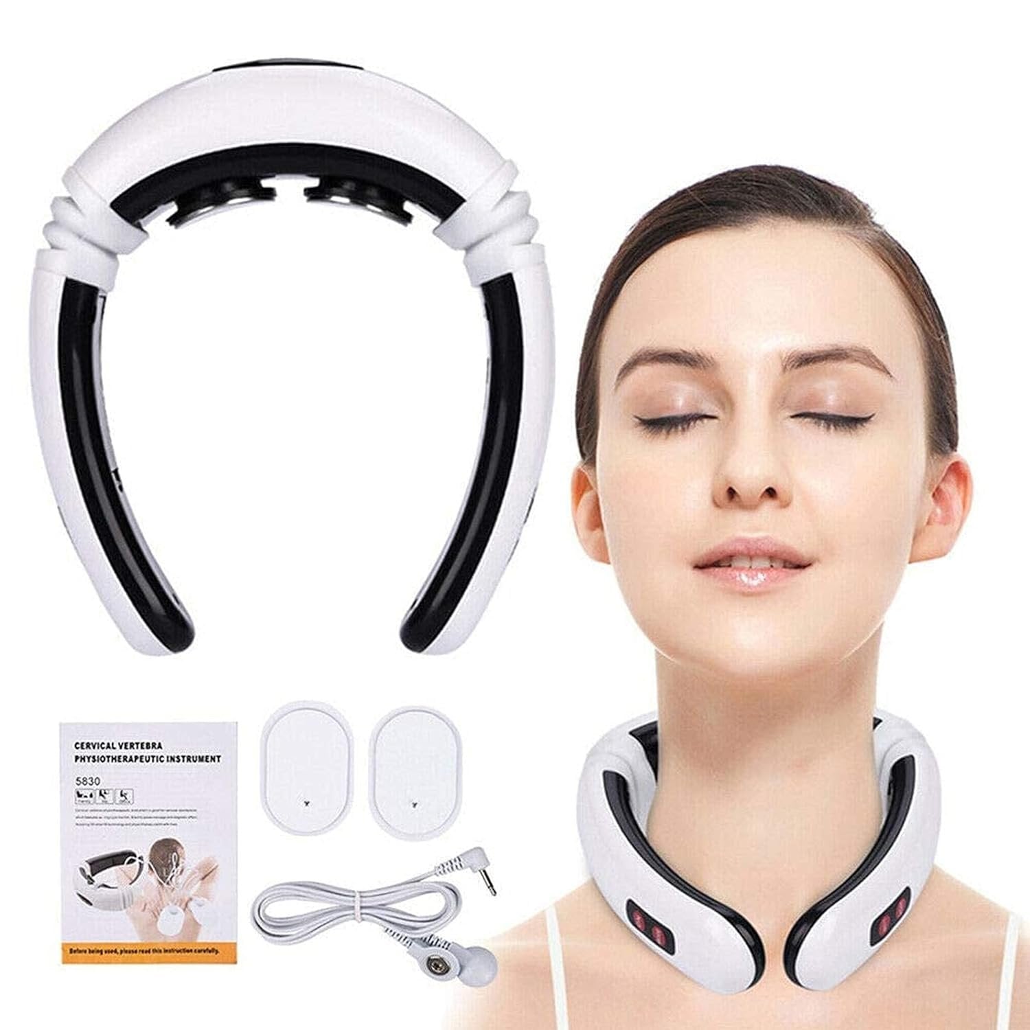 Electric Neck Massager - Rechargeable Neck and Shoulder Pain Relief Massager | Portable, Adjustable, Soothing Vibration Therapy for Stress Relief