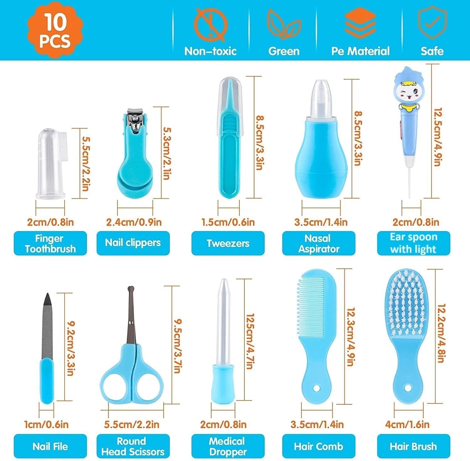 10 PCS Baby Care Kit – Complete Newborn Essentials Set, Nail Clippers, Thermometer, Brush, Comb, Baby Health and Hygiene Tools for Safe and Gentle Care
