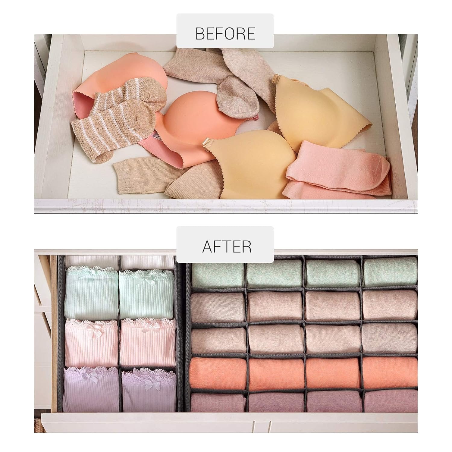 4-Drawer Divider Cloth Organizer – Space-Saving Storage Solution, Multi-Compartment Design for Clothes, Socks, Underwear, and Accessories, Easy to Use and Clean