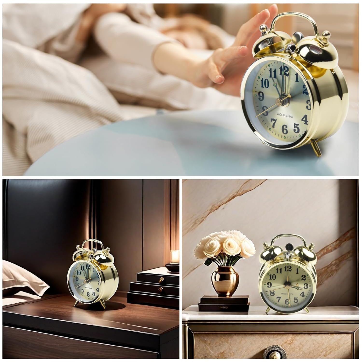 Twin Bell Alarm Clock – Classic Vintage Style, Loud and Clear Sound, Easy-to-Use, Battery Operated, Ideal for Heavy Sleepers, Home or Office Use
