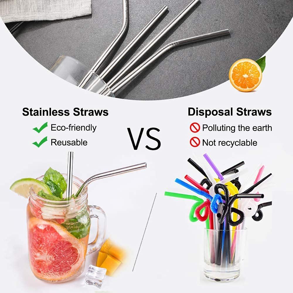 Stainless Steel Straw – Reusable, Eco-Friendly Metal Straw, Durable and Dishwasher Safe, Ideal for Smoothies, Beverages, and On-the-Go Use