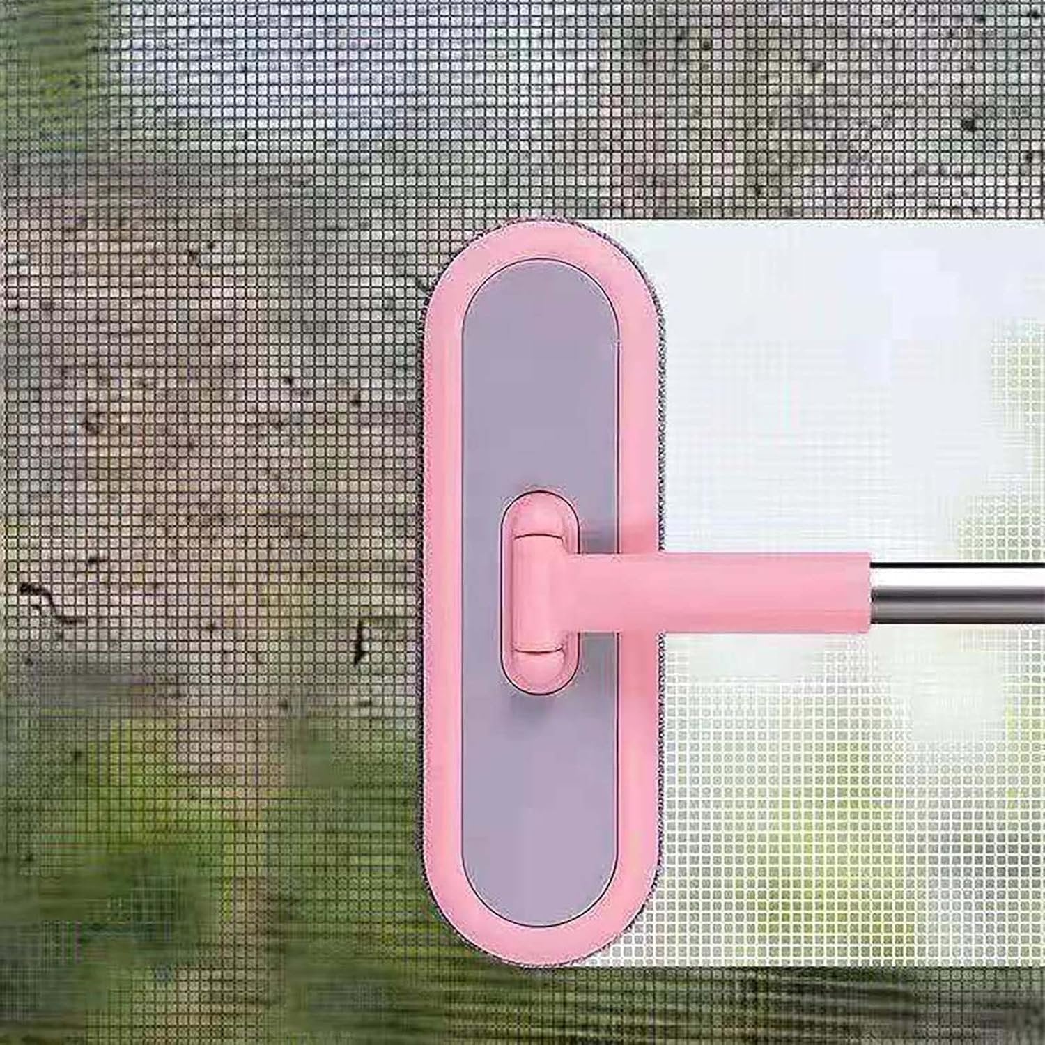 Glass Cleaning Mop – Efficient Window & Glass Mop with Microfiber Pads, 360° Rotating Head, Adjustable Handle for Streak-Free Shine