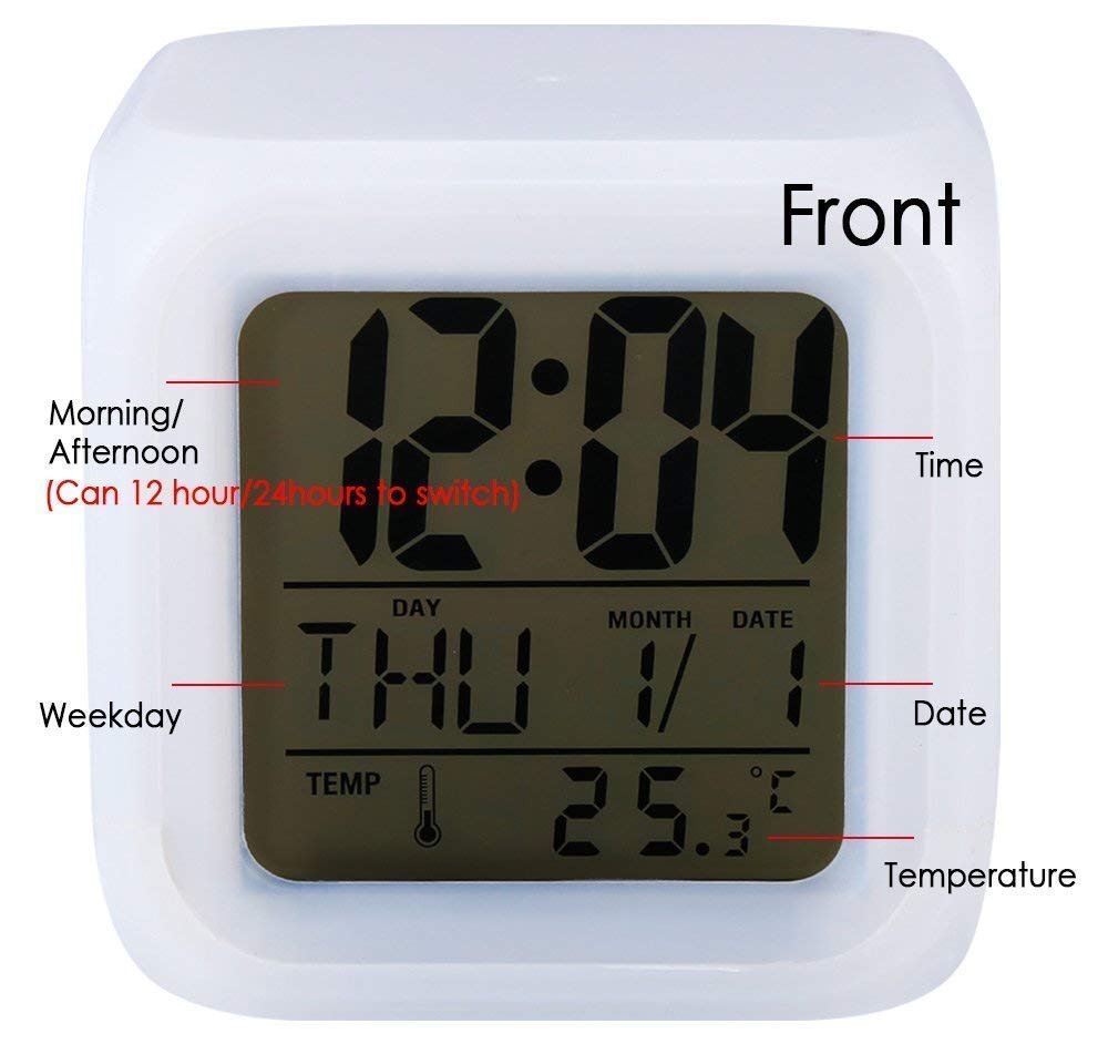 LED Digital Clock (White) – Large Display Alarm Clock, Adjustable Brightness, Modern Design, Easy-to-Read Digital Time, Suitable for Home & Office
