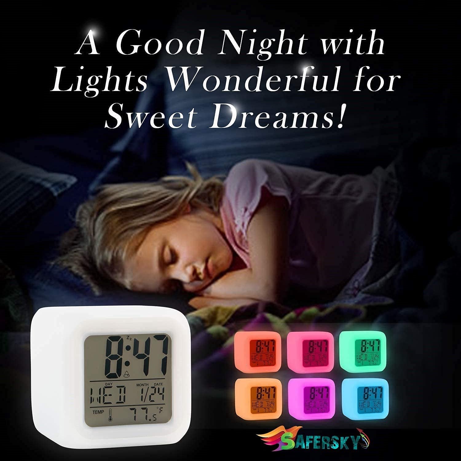 LED Digital Clock (White) – Large Display Alarm Clock, Adjustable Brightness, Modern Design, Easy-to-Read Digital Time, Suitable for Home & Office