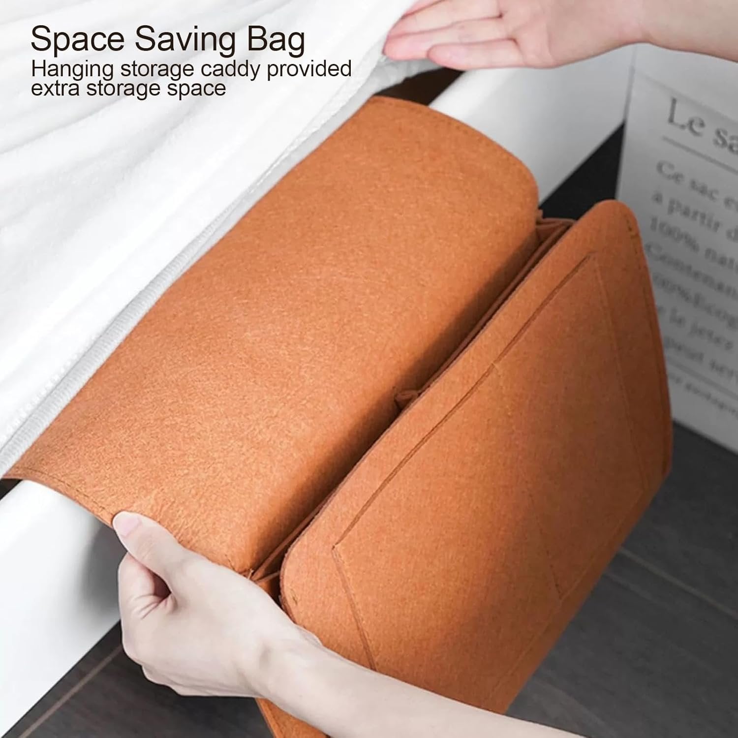 Bedside Storage Caddy – Convenient Hanging Organizer for Books, Phones, Remote, and Essentials – Space-Saving Storage for Bedside Tables