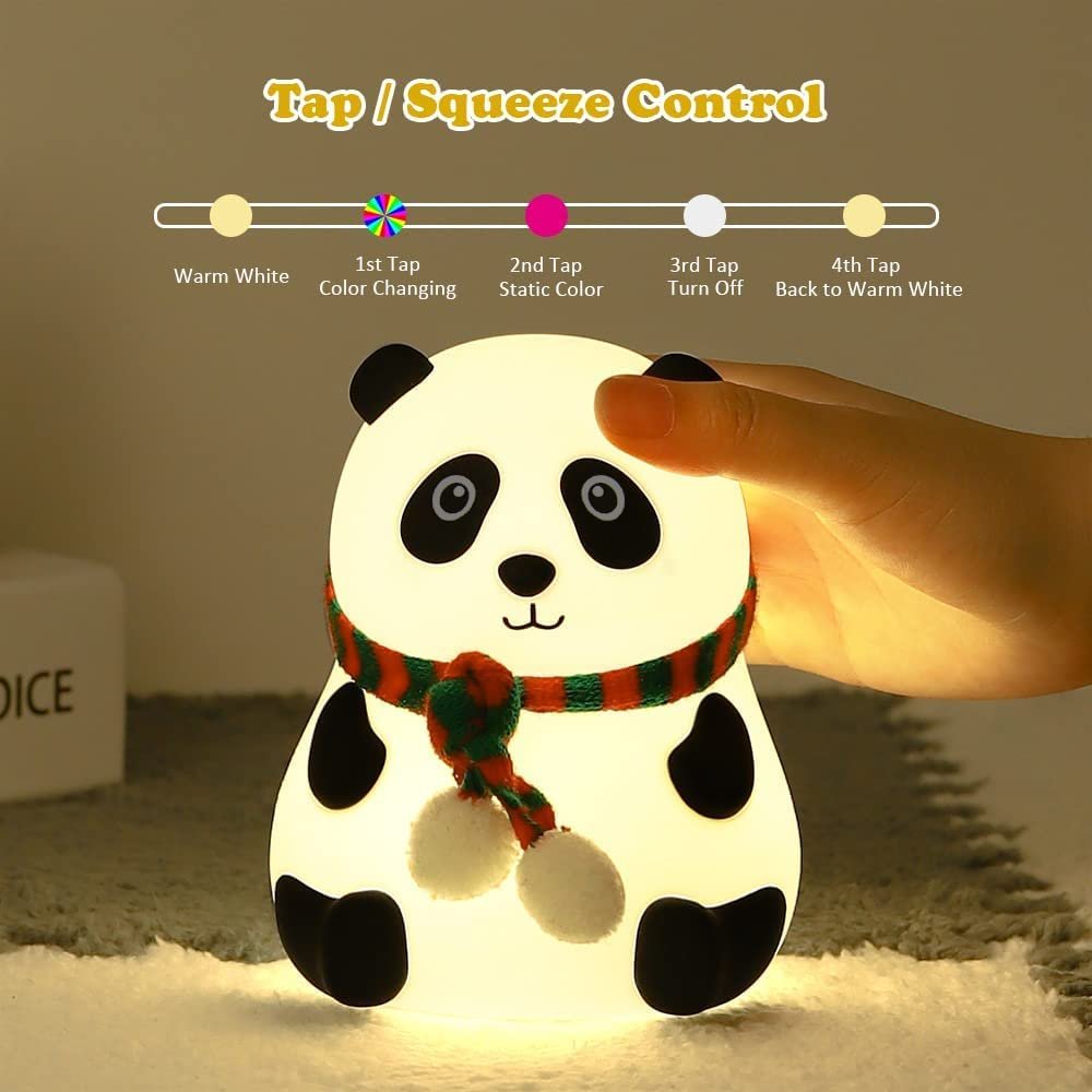 Panda Night Lamp – Cute LED Night Light for Kids, Nursery, Bedroom – Soft Glow, Color Changing, Portable Lamp for Sleep & Relaxation