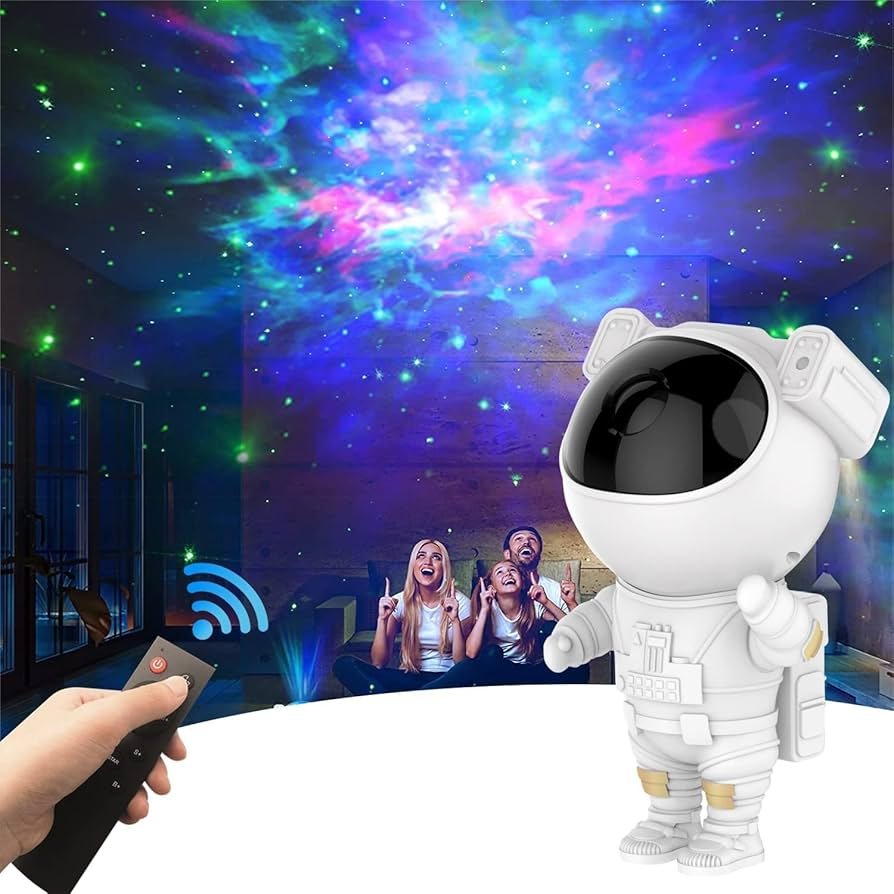 Astronaut Light Projector – LED Galaxy Star Projector, Color Changing, Space Themed Night Light, Rotating Projection for Bedroom, Kids Room, Home Decor