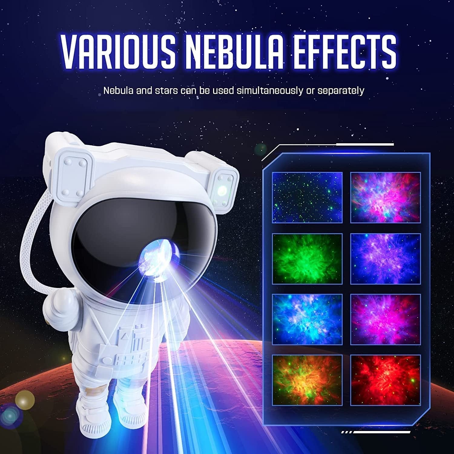 Astronaut Light Projector – LED Galaxy Star Projector, Color Changing, Space Themed Night Light, Rotating Projection for Bedroom, Kids Room, Home Decor