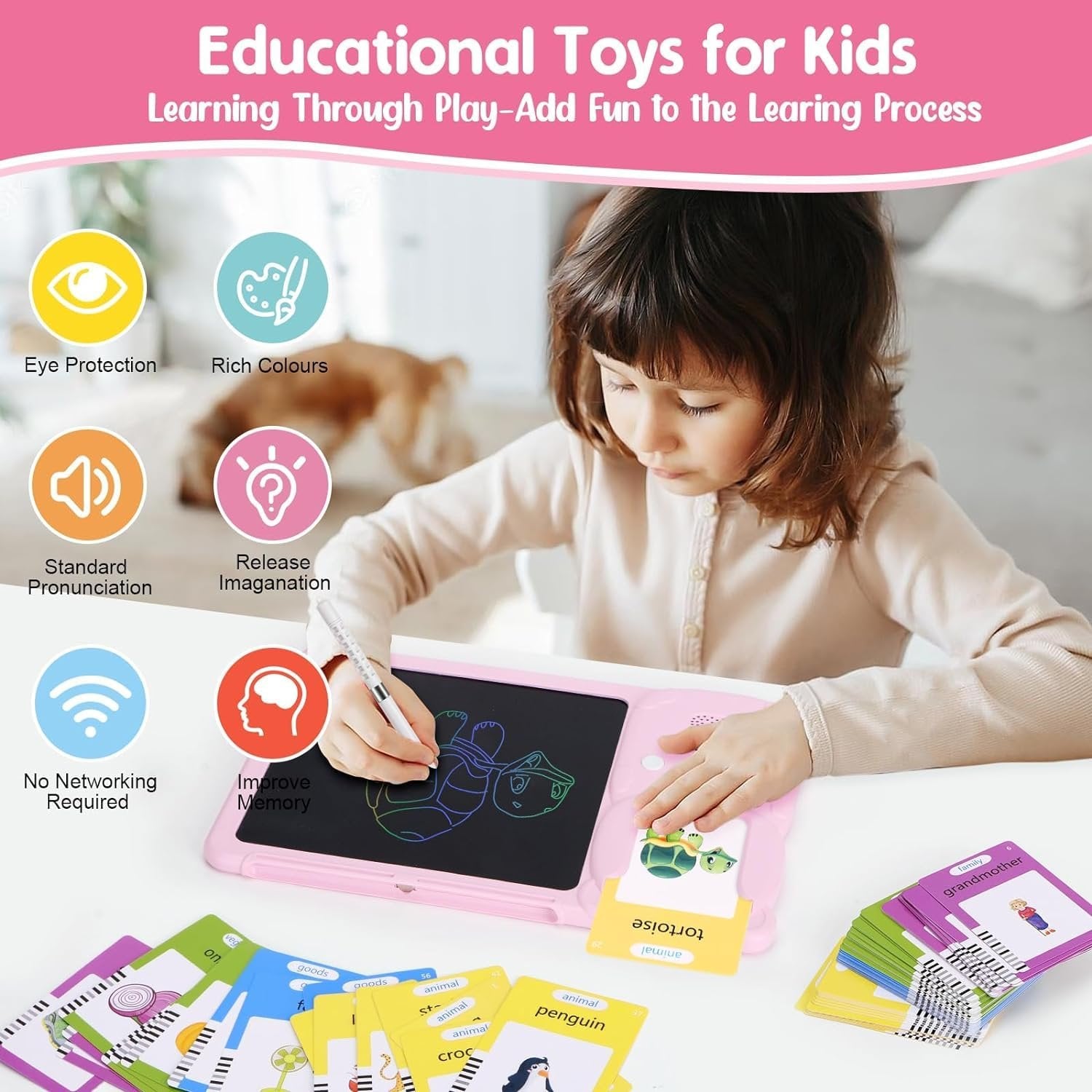 Educational Card Device with Board – Interactive Learning Tool for Kids, Fun Educational Games, Developmental Skills, and Creative Play
