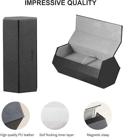 2 Slot Sunglasses Organizer – Black, Premium Eyewear Storage Case for Sunglasses and Eyeglasses, Stylish, Durable, and Space-Saving