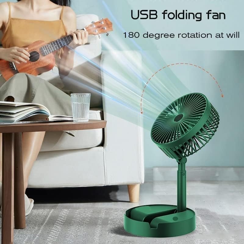 Telescopic Electric Desktop Fan, Height Adjustable, Foldable & Portable for Travel, Silent Table Top Fan for Bedside, Office Desk, Personal Cooling Fan